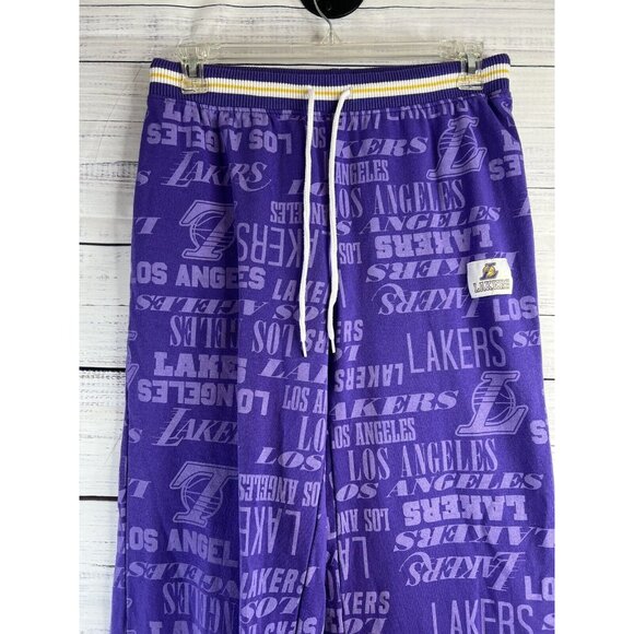 Los Angeles Lakers Purple Allover Logo Hoodie & Wide Leg Sweatpants Fit L-XL - Picture 15 of 16